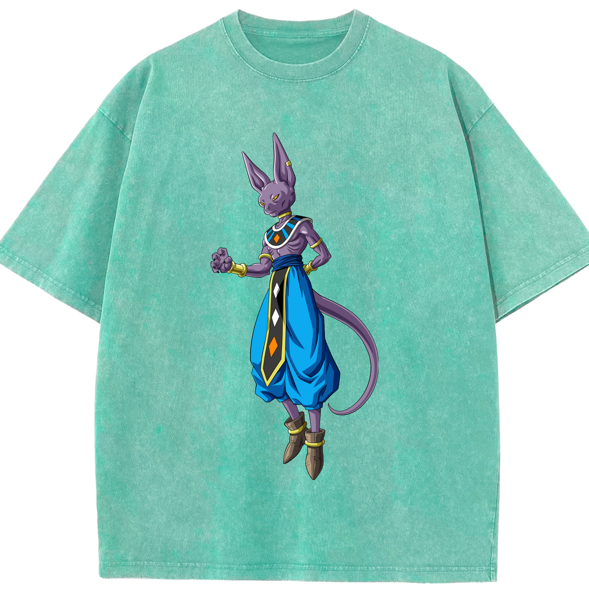 （画像用） ドラゴンボール ビルス 破壊神ビルス DRAGON BALL Beerus Birusu 綿100% ヴィンテージ風 半袖Tシャツ（フロントプリント）